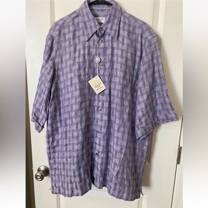 ANGELINO Italy 100% Linen Men’s Short Sleeve Shirt NWT